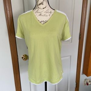 Russell Green and White Top w/ Big Stripe Down Back